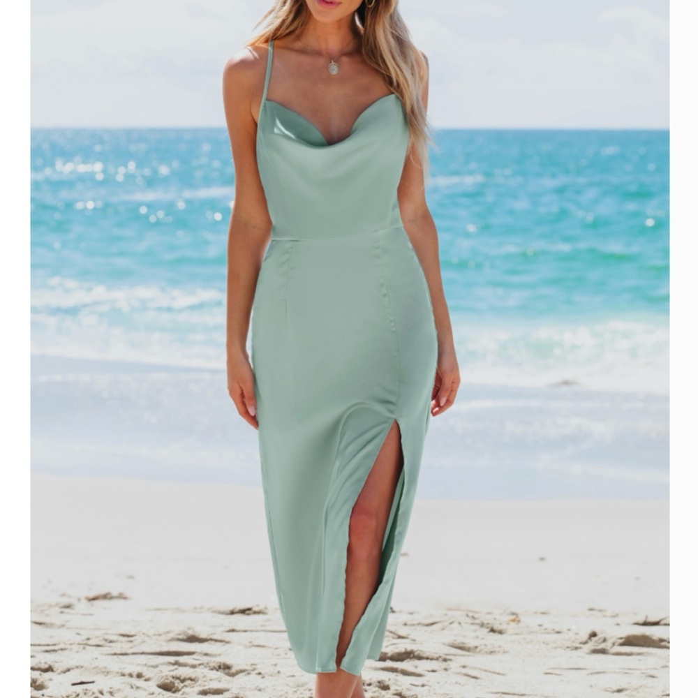 Cupshe Elegant Mint Green Spaghetti Strap Dress